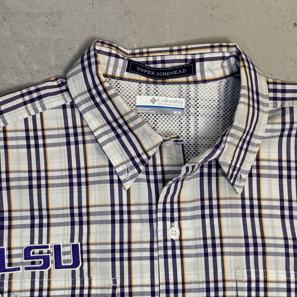 Columbia PFG Super Bonehead LSU Tigers White Purple Sz Medium
